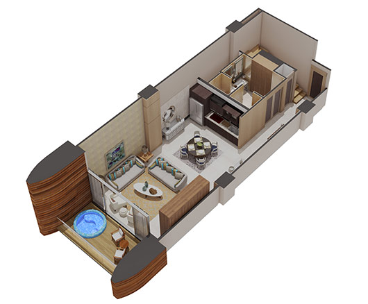 Grand Luxxe One Bedroom Residence Loft Floor Plan 1